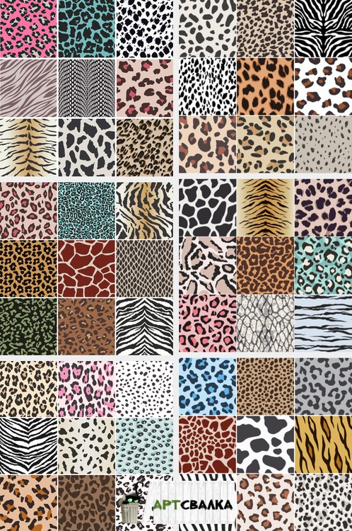 Бесшовные текстуры животных. Зебра и леопард. | Seamless texture of animals. Zebra and leopard.